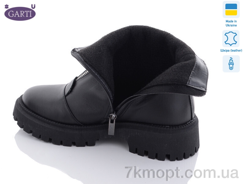Ботинки Garti 305 чорна шкіра байка - 1